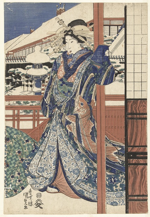 Woman in winter garden
