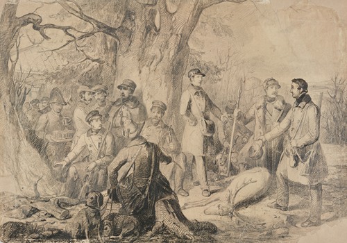 Grand ducal hunting party with shot deer (preparatory sketch)