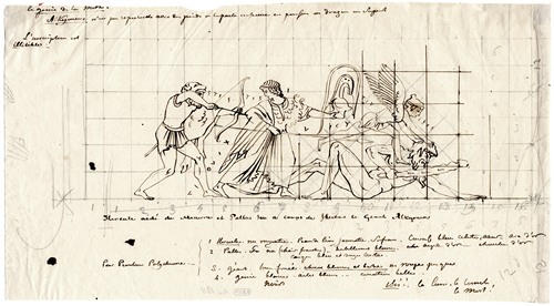 Hercules killing Alcyoneus with the help of Minerva and Isis