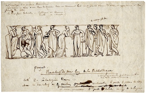 Relief from a sarcophagus with the nine Muses, intended by Humbert as decoration of a lbrary