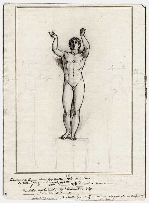 The so-called orante (praying youth) from Berlin, flanked by busts of Lycurgus and Socrates