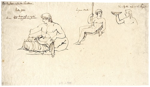 Three sitting figures, Orestes, Apollo and an unidentifiable youth