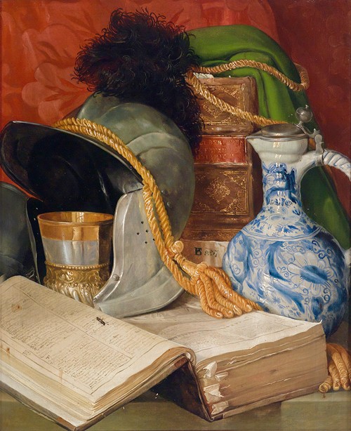 Emblematic Still Life With Flagon, Glass, Jug And Bridle, 1614