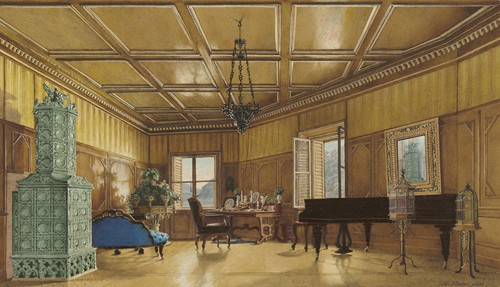 The Music Room of Archduchess Margarete, Princess of Saxony, in Schloss Ambras (1870s)