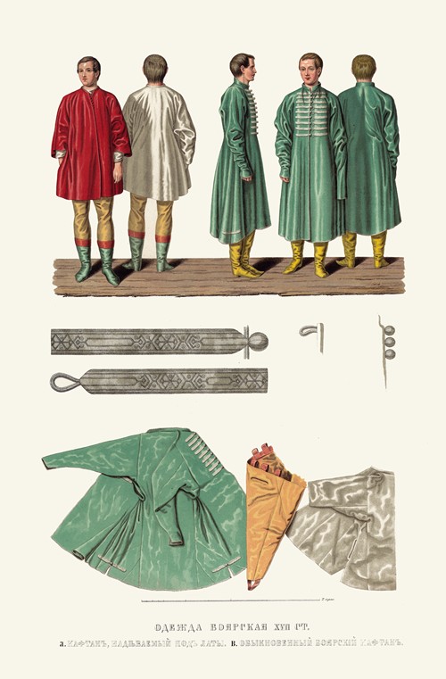 Odezhda boiarskaia XVII stoletiia. Kaftan, nadevaemyi pod laty. Obyknovennyi boiarskii kaftan