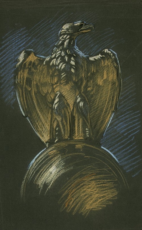 Study for the eagle column decoration in ‘Apotheosis of Pennsylvania’ mural at the state capitol building in Harrisburg, Pennsylvania