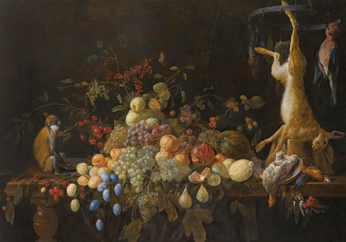 A Still Life With Grapes, Figs, Apples, Oranges, Apricots, Lemons, A Melon, Loganberries, An Open Pomegranate And Cherries