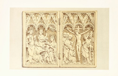 Diptych in Carved Ivory representing the Adoration of the Magi and the Crucifixion
