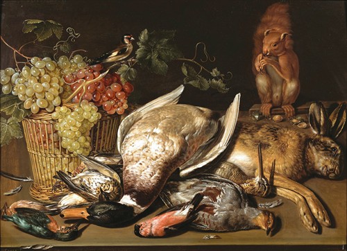 Still Life with Fish, Sea Food and Flowers by Clara Peeters - Artvee