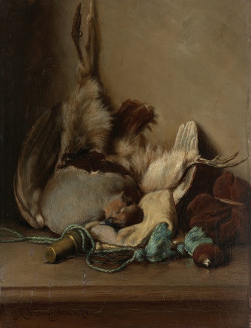 Still life with Wood Pigeon and Powder Horn