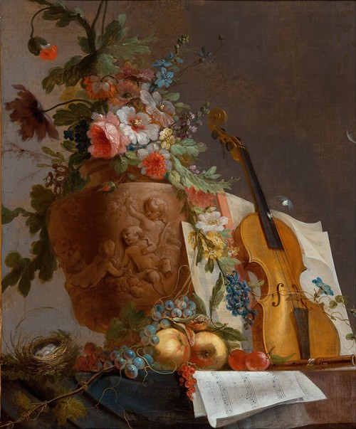 Still life with flowers and a violin (circa 1750)