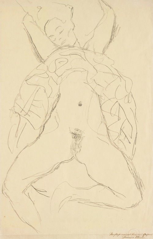 Aktstudie für die Rechte Figur in ‘der Braut’ (Nude Study for the Right Figure in ‘The Bride’)
