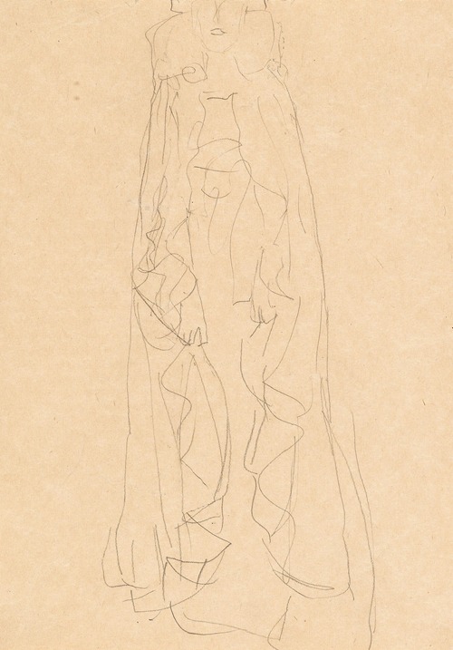 Standing lady with cape from the front (Study for the portrait of Adele Bloch-Bauer)