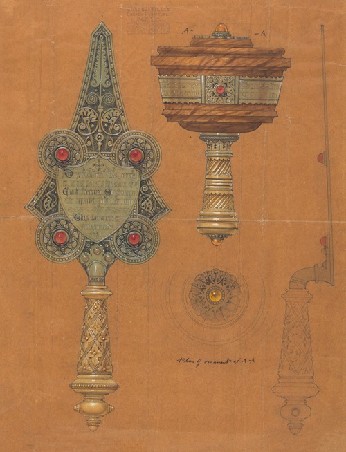 Design executed for Jones and Willis, metal and wood-workers and church furniture manufacturers of Birmingham and London