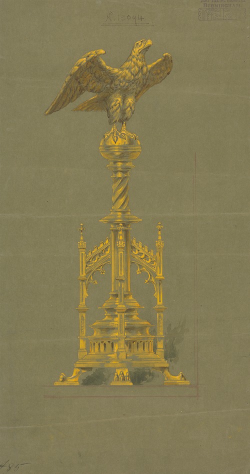 Design executed for Jones and Willis, metal and wood-workers and church furniture manufacturers of Birmingham and London