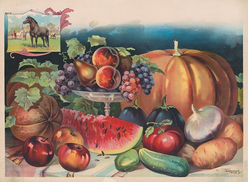 Farm produce with small image of horse in the upper left corner