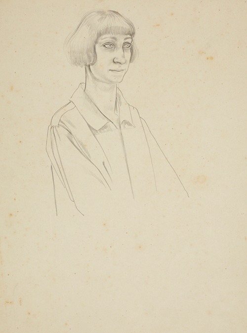 Untitled (study of woman with bobbed hair) – preparatory drawing for ‘The marriage at Cana’