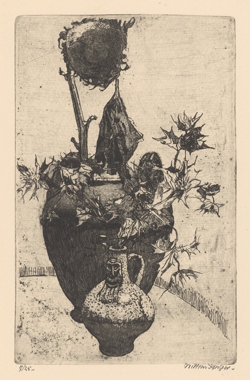 Still life with dry sunflower