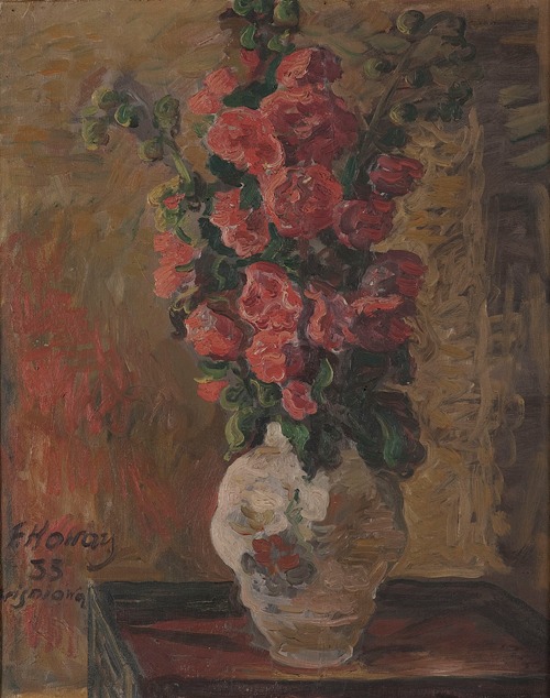 Hollyhocks (still life, jug with hollyhocks)