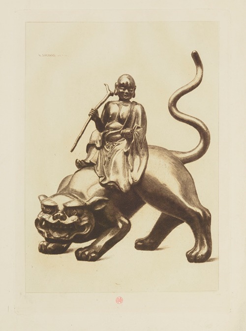 Sennin sur un tigre, bronze, collection Henri Cernuschi