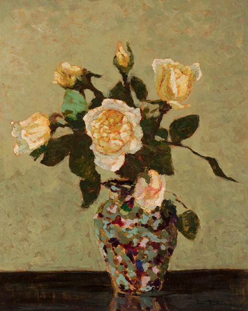 Tea roses and flower-vase from Murano