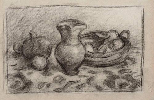 Still life with a jar and fruit