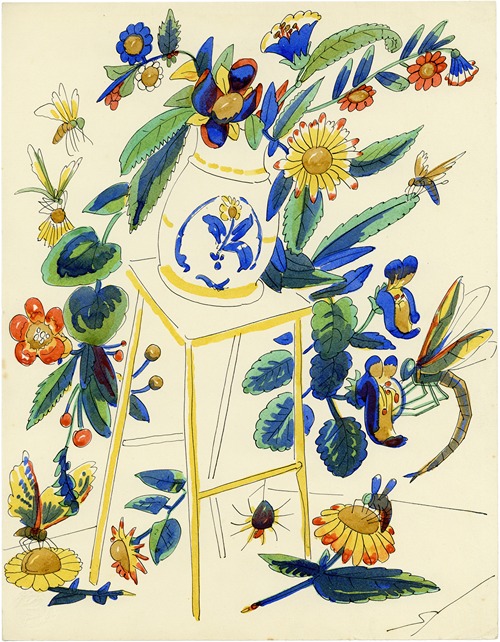 Stoel met Vaas en Bloemen
