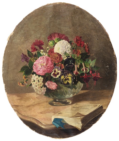Still Life with a Bouquet of Spring Flowers and a Book