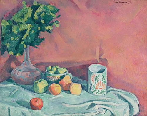 Nature morte aux fruits, fleurs et tasse
