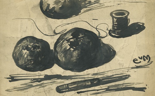 Stilleven met o.a. klosje garen