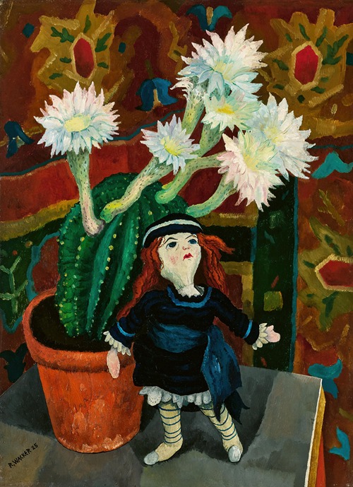 Stillleben mit blühendem Kaktus und Puppe (Sill Life with Blooming Cactus and Doll)