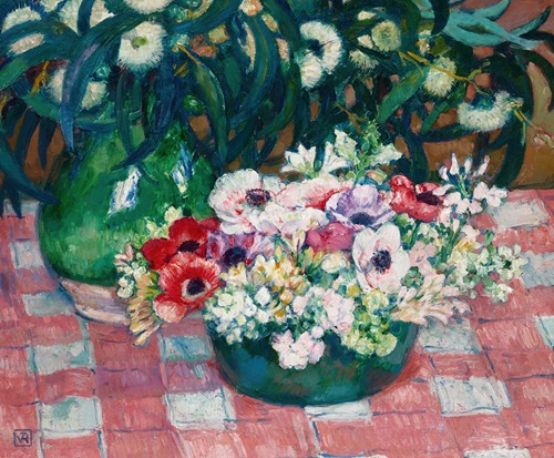 Anémones et eucalyptus