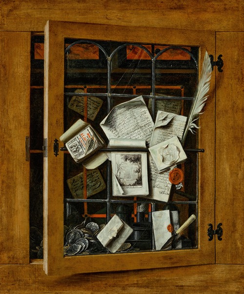 Board Partition With Musical Instruments. Trompe L'oeil - Artvee
