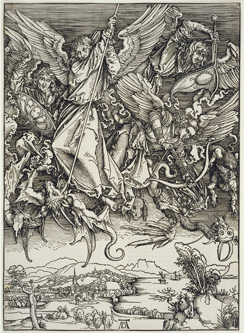Michaels Kampf mit dem Drachen, aus der Folge der Apokalypse, Urausgabe Deutsch 1498