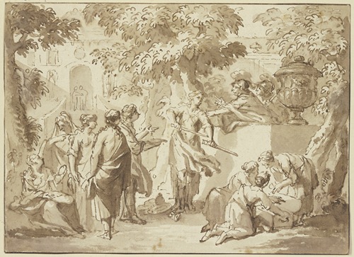 Odysseus entdeckt den als Mädchen verkleideten Achilles am Hofe des Lykomedes