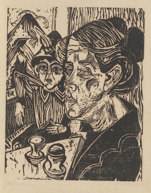 Bäuerin mit Knaben am Tisch (Frau Schmid mit Sohn Martin)