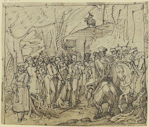 Die letzten zehn Soldaten vom vierten Regiment des polnischen Revolutionsheers betreten 1831 preußisches Gebiet