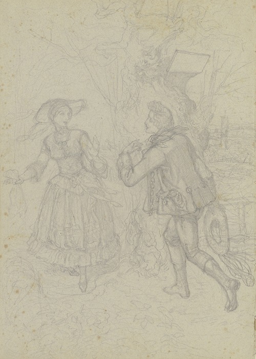 Ein junger Mann einem Fräulein begegnend (Goethe und Friederike Brion)