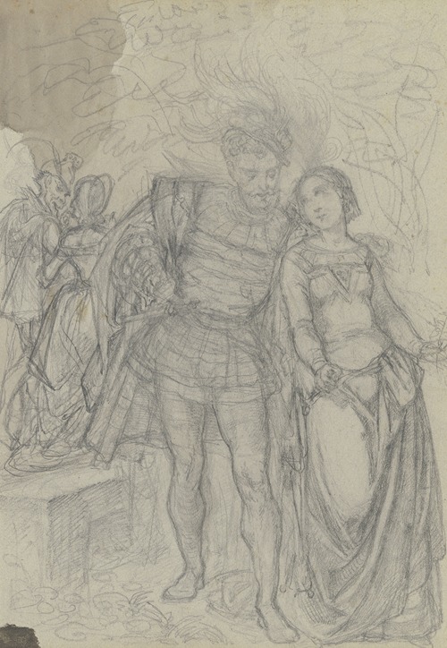 Faust und Gretchen, im Hintergrund Marthe und Mephisto