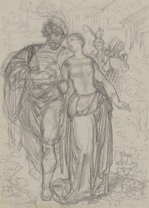 Faust und Gretchen, im Hintergrund Marthe und Mephisto