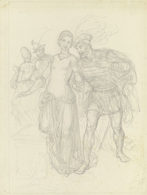Faust und Gretchen, im Hintergrund Marthe und Mephisto