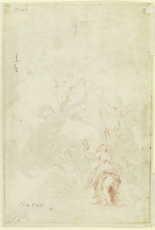 Personifikation des Glaubens (Fides) mit drei Engeln