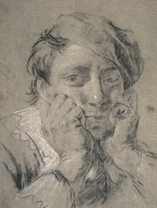 Young Man with Baretta with his Head in His Hands