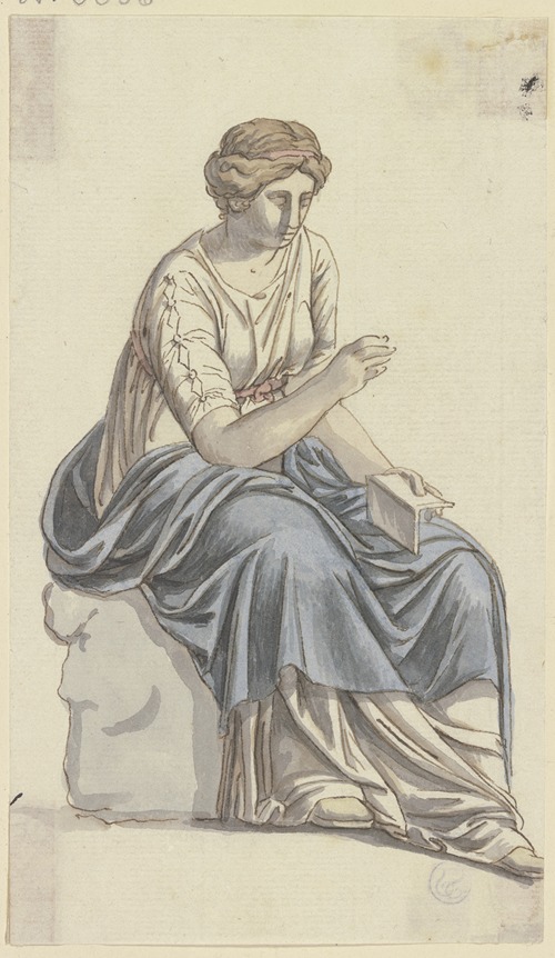 Die Muse der Geschichte; Sitzende Frau mit einem Buch in der Linken (zu Goethes Römischem Karneval)
