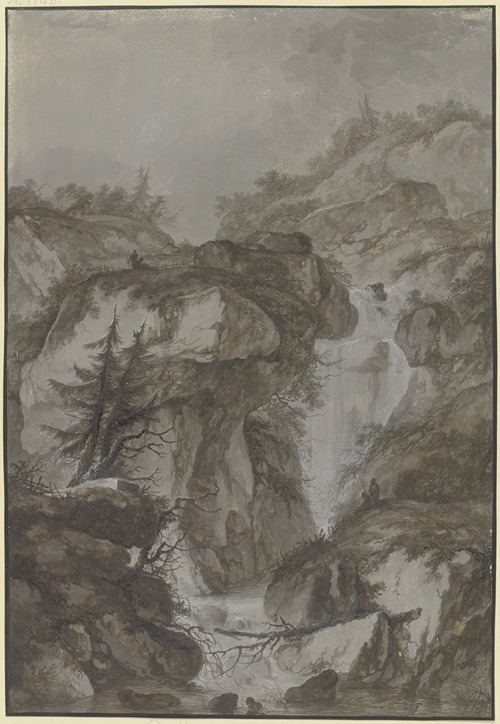 Gebirgsschlucht mit Wasserfall, angeblich der Handeckfall im Haßlital