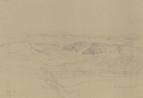 Ausblick über eine Karstlandschaft in der römischen Campagna