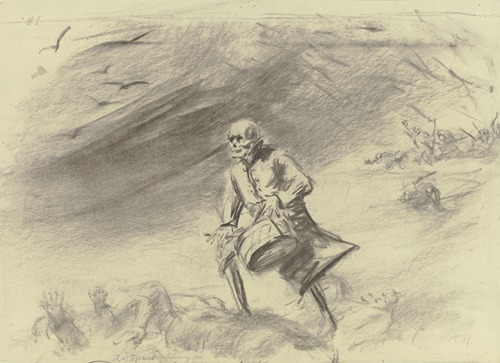 Der Tod als Trommler auf dem Schlachtfeld