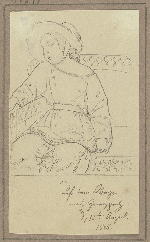 Im Sitzen eingeschlafenes Kind am 12. August 1826 auf dem Weg nach Grenzach