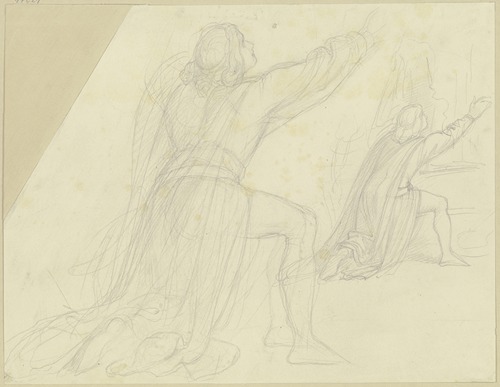 Vorstudie zum Heinrich von Ofterdingen im Freskogemälde des Wartburgsaals