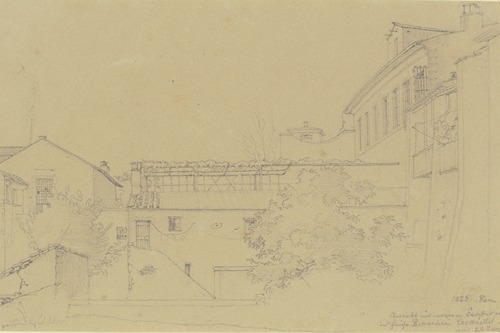 Aussicht aus dem Fenster der Unterkunft des Künstlers im Hause Bianchemi Cecarelli in Rom